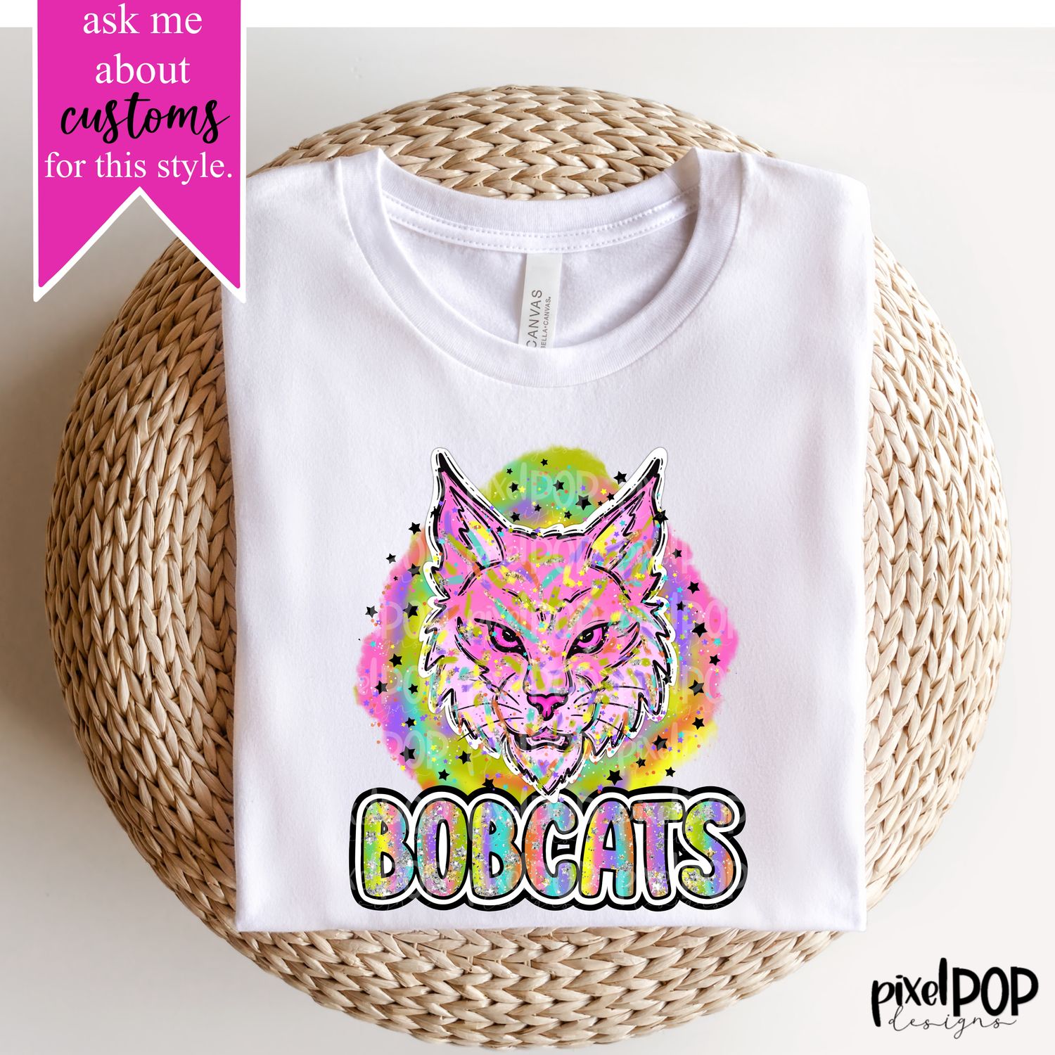 90s Girl Nostalgia Mascot Bobcats PNG | Team Sublimation Design | Team Spirit Design | Bobcats Clip Art | Digital Download | Printable Artwork