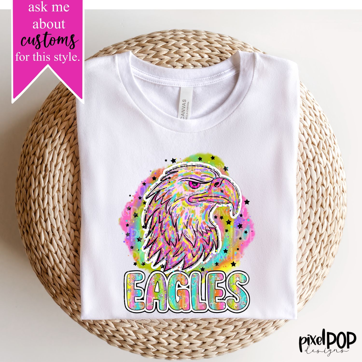 90s Girl Nostalgia Mascot Eagles PNG | Team Sublimation Design | Team Spirit Design | Eagles Clip Art | Digital Download | Printable Artwork