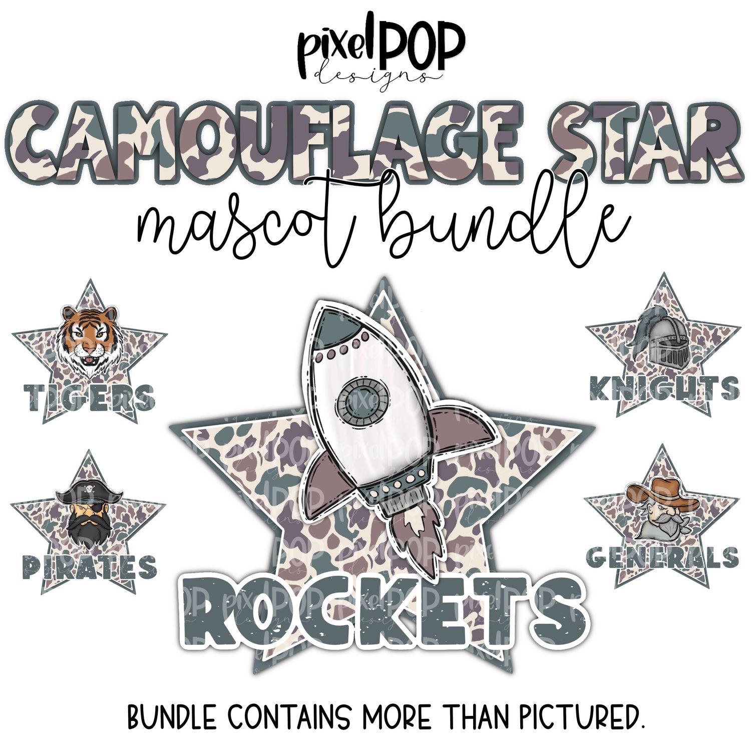 BUNDLE: Camouflage Star Mascots