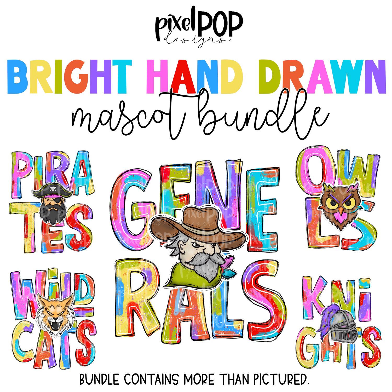 BUNDLE: Hand Drawn Mascots - Bright