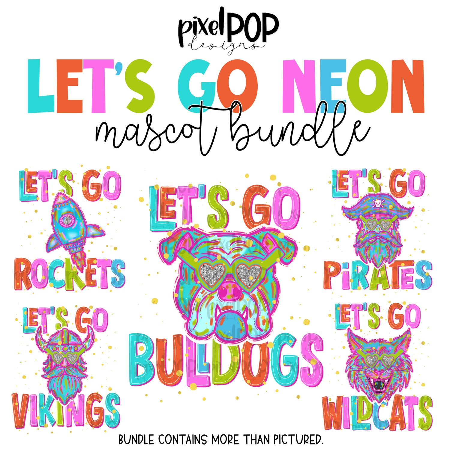 BUNDLE: Let&#39;s Go Neon Mascots