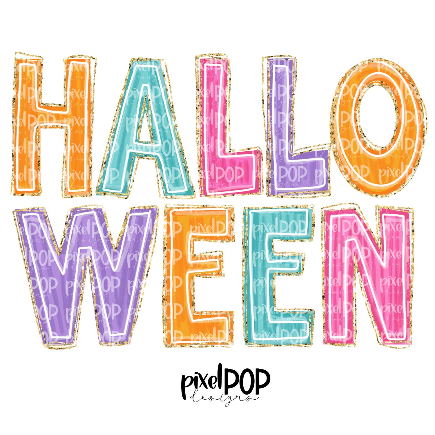 Halloween Faux Glitter PNG | Hand Drawn Digital Art | Sublimation PNG | Digital Art | Printable Artwork | Art