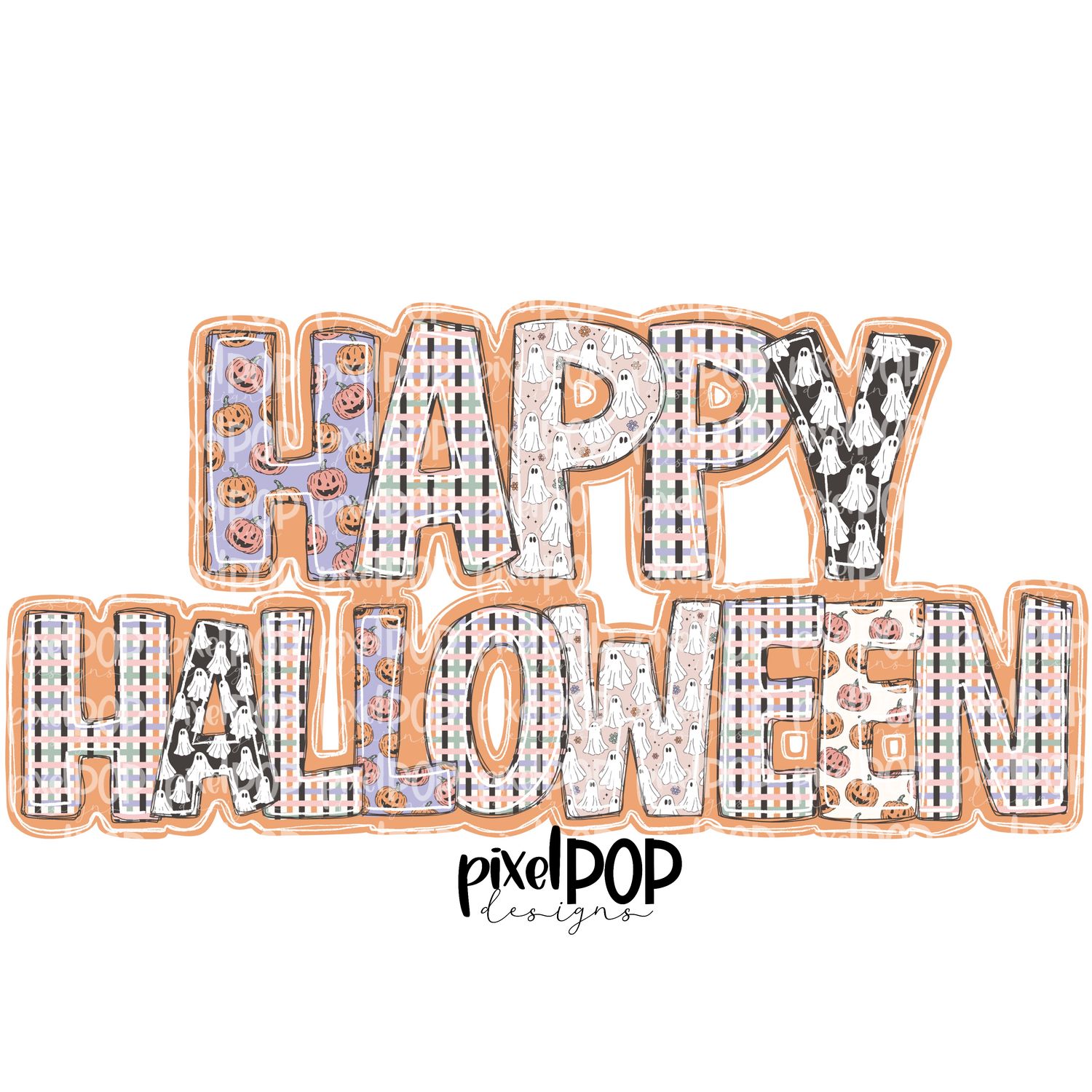 Happy Halloween Multi Pattern PNG | Hand Drawn Digital Art | Sublimation PNG | Digital Art | Printable Artwork | Art