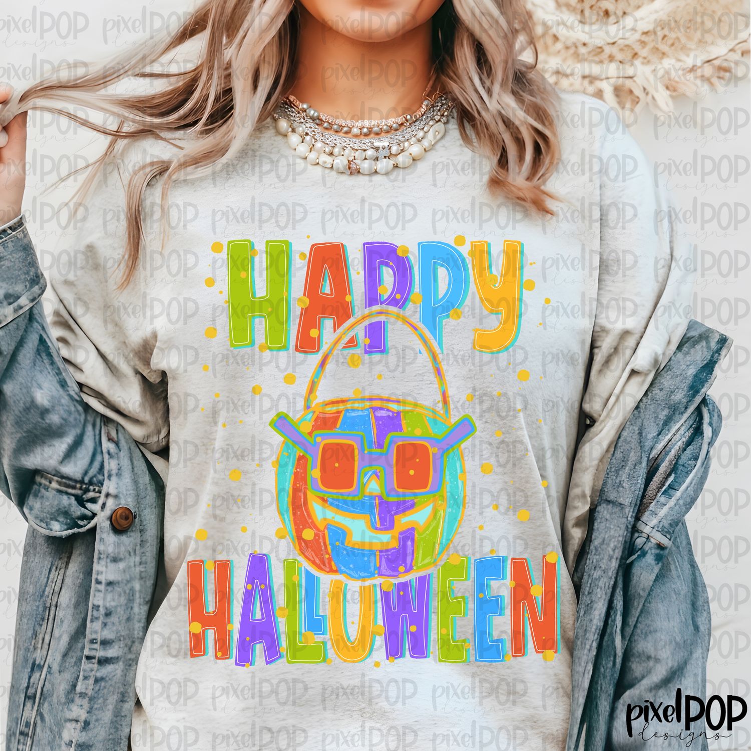 Neon FUNKY Happy Halloween Pumpkin Bucket Jack o Lantern PNG | Hand Drawn Digital Art | Sublimation PNG | Digital Art | Printable Artwork