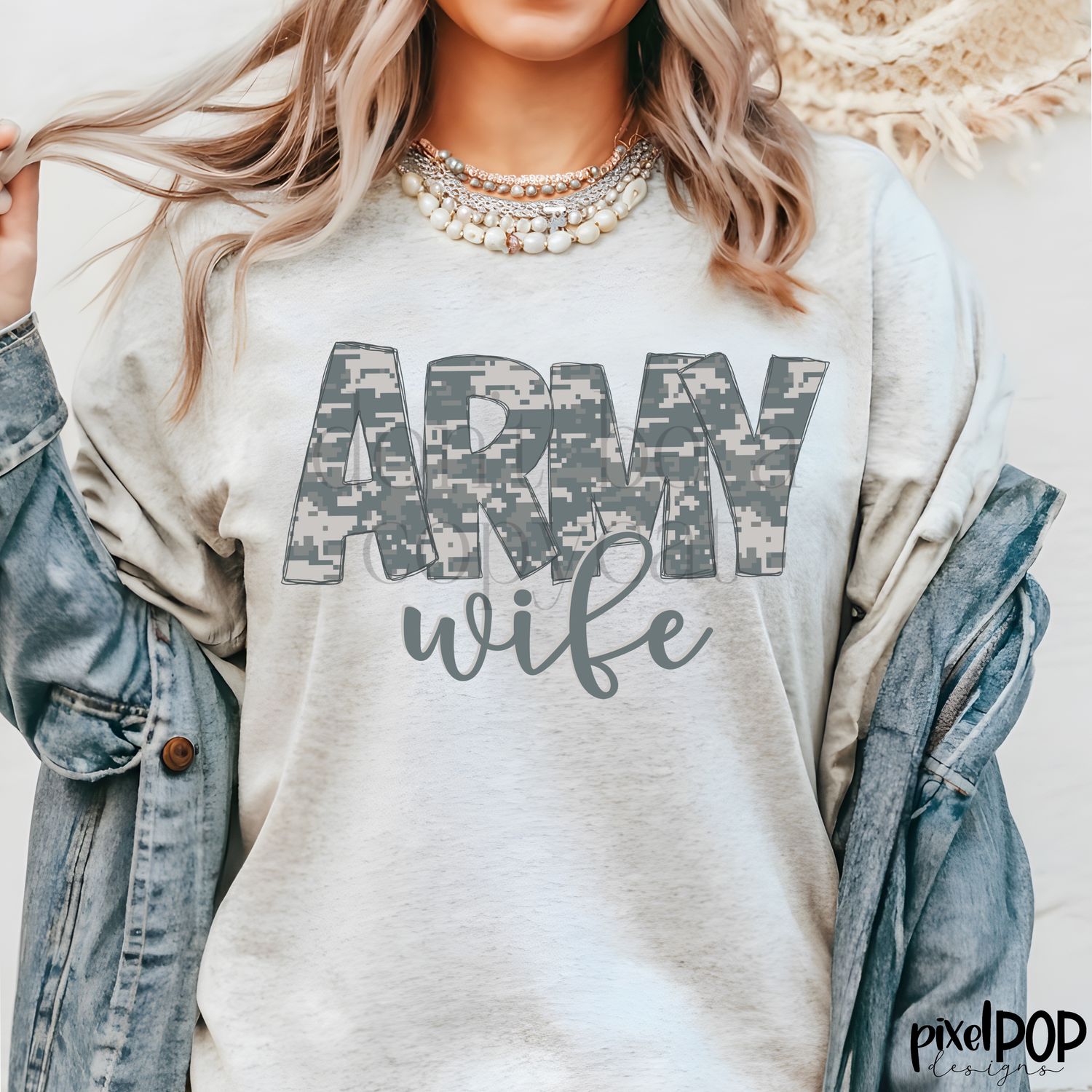 Army Wife Camouflage PNG | Military Design | Camouflage | Hand Painted | Digital Download | Printable