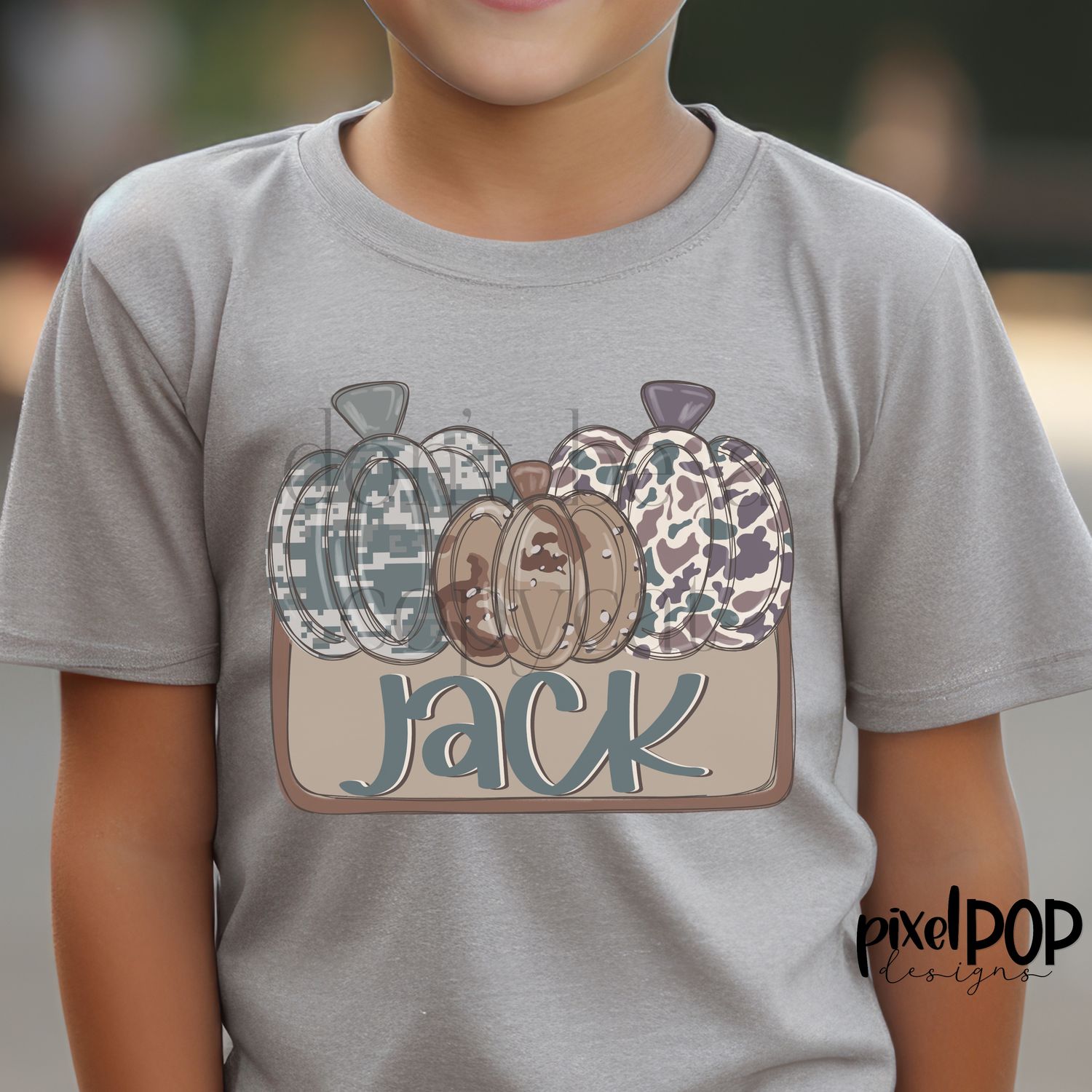 Camouflage Pumpkin Trio with Name Plate PNG Halloween Pumpkin | Hand Drawn Digital Art | Sublimation PNG | Digital Art | Printable Artwork