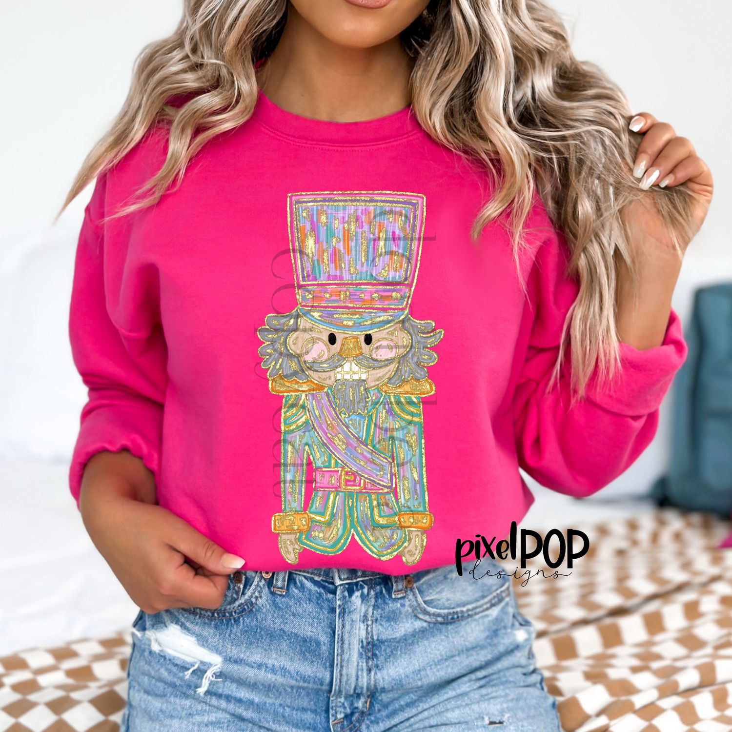 Nutcracker with Gold Foil and Pastels PNG | Christmas Holiday Sublimation PNG | Hand Drawn Art | Digital Download | Printable