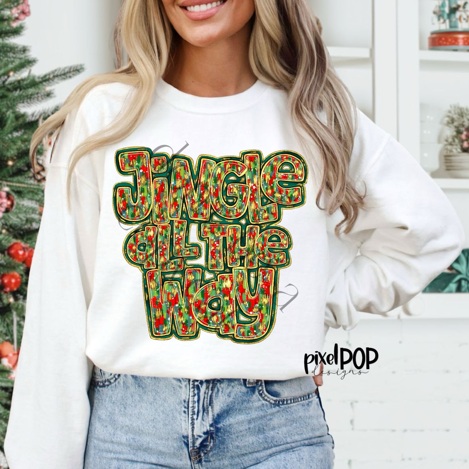 Jingle all the Way Confetti Gold Foil PNG | Christmas Holiday Sublimation PNG | Hand Drawn Art | Digital Download | Printable