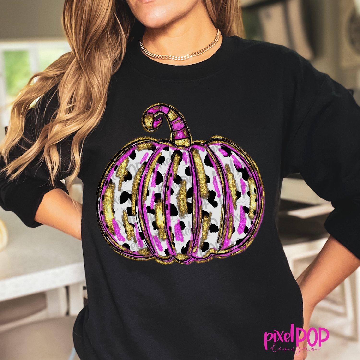 Pumpkin Dotty Gold Foil PNG | Hand Drawn Digital Art | Sublimation PNG | Digital Art | Printable Artwork | Art