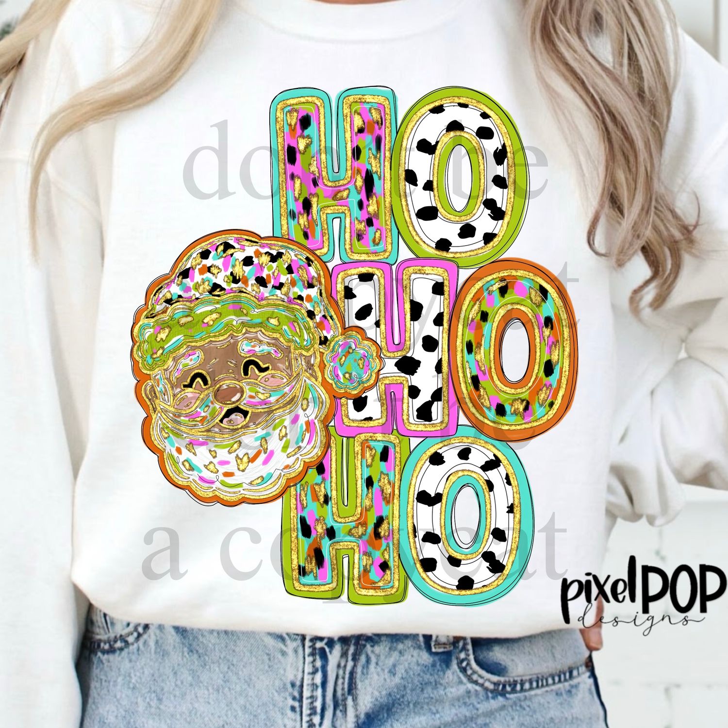 Ho Ho Ho Dotty Santa Claus BROWN SKIN Christmas PNG Design | Holiday | Santa Claus | Art | Sublimation PNG | Digital Download | Printable Artwork
