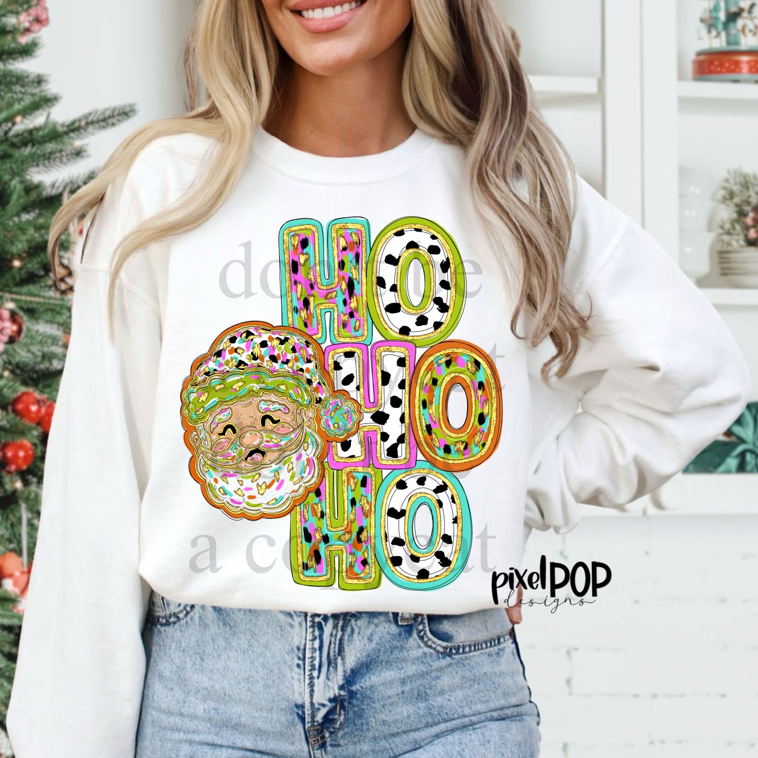 Ho Ho Ho Dotty Santa Claus Christmas PNG Design | Holiday | Santa Claus | Art | Sublimation PNG | Digital Download | Printable Artwork