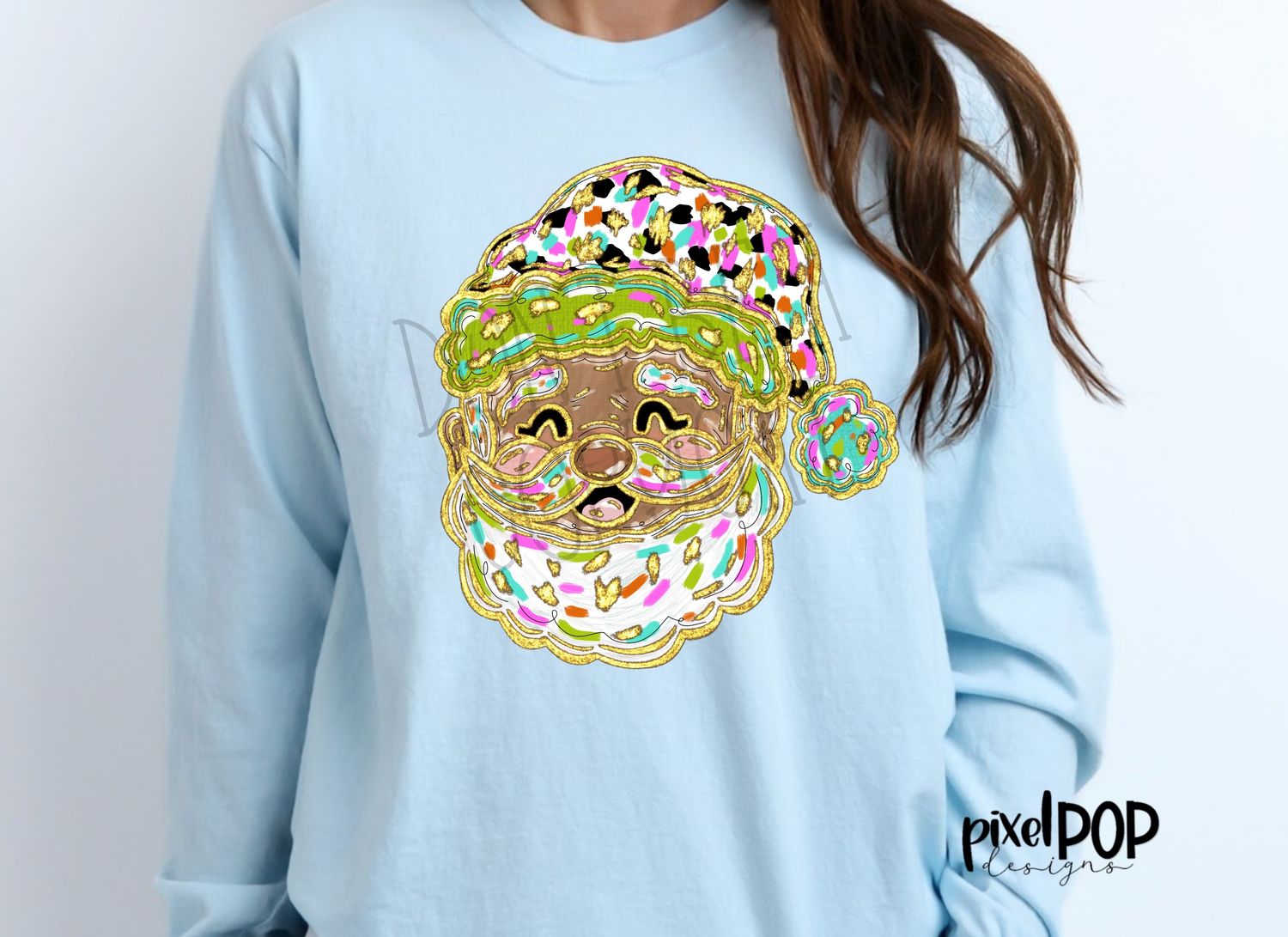 Dotty Santa Claus BROWN SKIN Christmas PNG Design | Holiday | Santa Claus | Art | Sublimation PNG | Digital Download | Printable Artwork