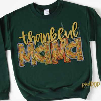 Thankful Mama Vintage Mushroom Print PNG | Turkey Sublimation | Thanksgiving Art | Sublimation Art | Thanksgiving | Digital Download | Printable Artwork