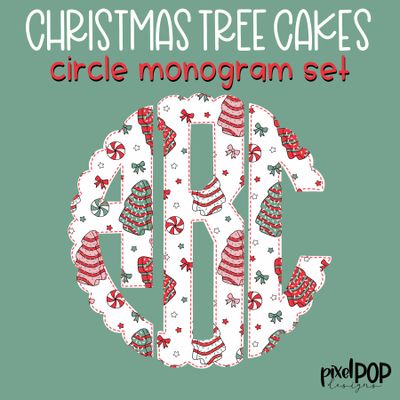 Christmas Tree Cakes Circle Monogram Set