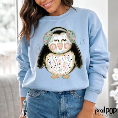 Pastel Penguin Gold Foil PNG Design | Winter Holiday | Penguin | Art | Sublimation PNG | Digital Download | Printable Artwork