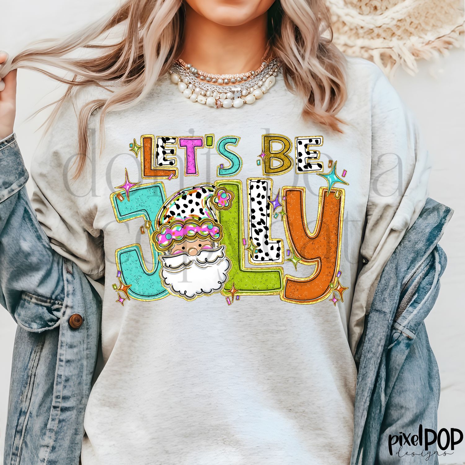 Let&#39;s Be Jolly Dotty Santa Claus Christmas PNG Design | Holiday | Santa Claus | Art | Sublimation PNG | Digital Download | Printable Artwork