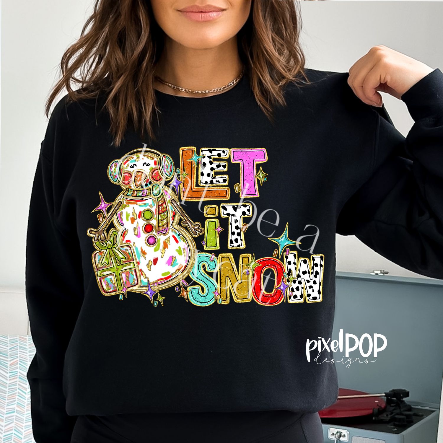 Let it Snow Dotty Snowman Christmas PNG Design | Holiday | Santa Claus | Art | Sublimation PNG | Digital Download | Printable Artwork