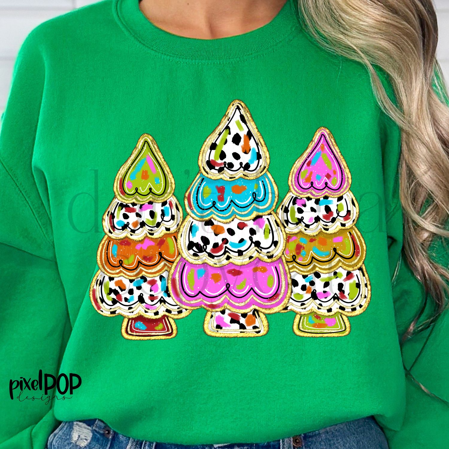 Whimsical Dotty Christmas Trees PNG Design | Holiday | Santa Claus | Art | Sublimation PNG | Digital Download | Printable Artwork