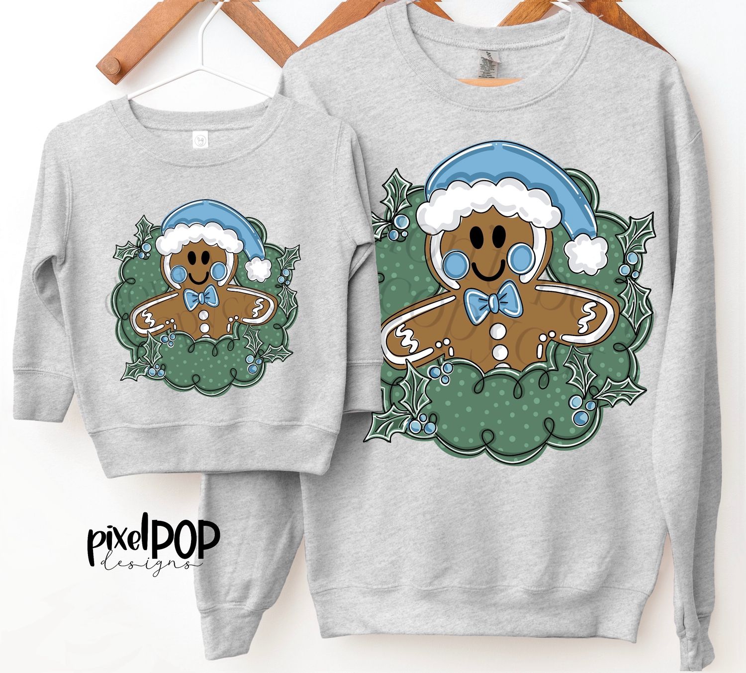 Gingerbread Wreath Blue Christmas PNG Design | Holiday | Art | Sublimation PNG | Digital Download | Printable Artwork