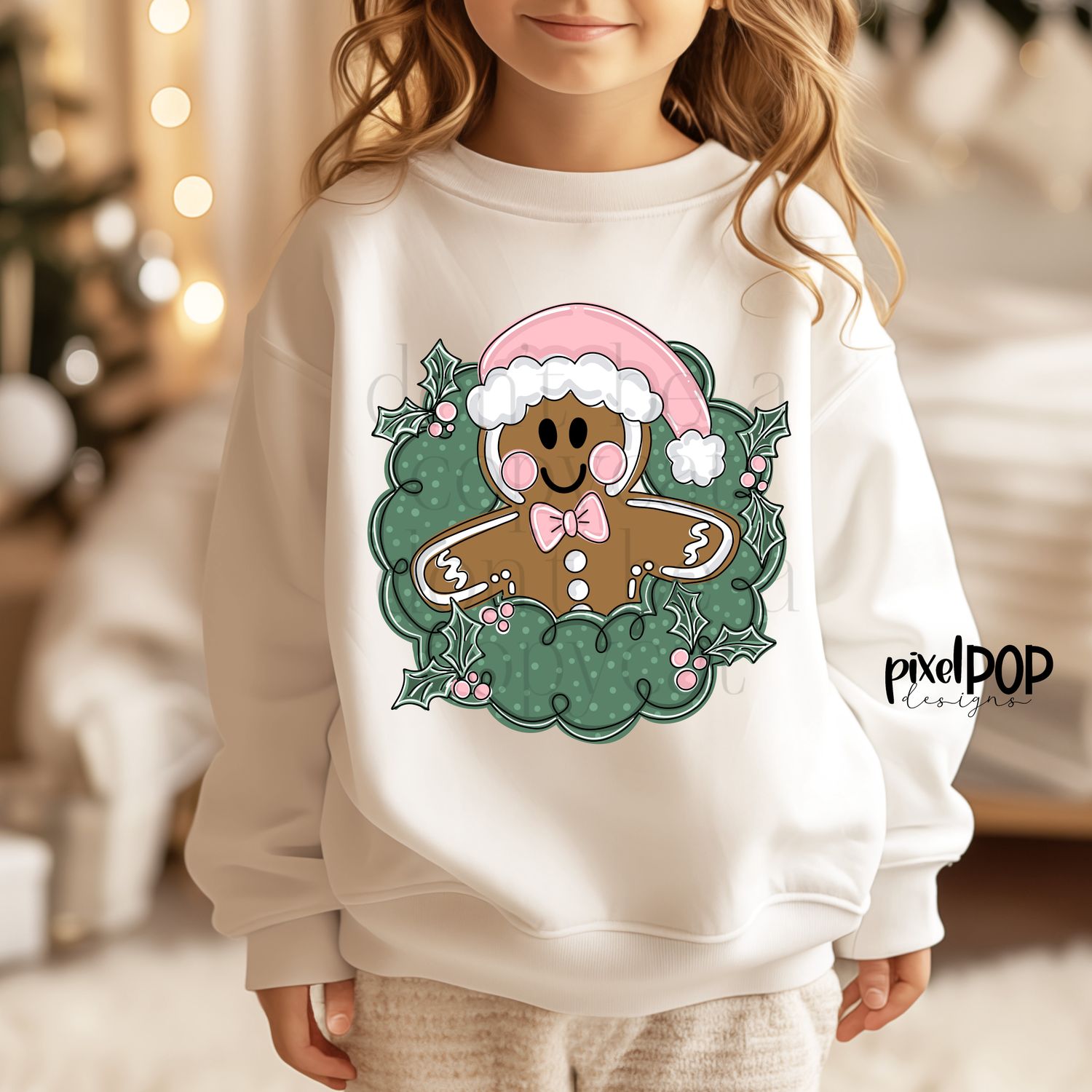 Gingerbread Wreath Pink Christmas PNG Design | Holiday | Art | Sublimation PNG | Digital Download | Printable Artwork
