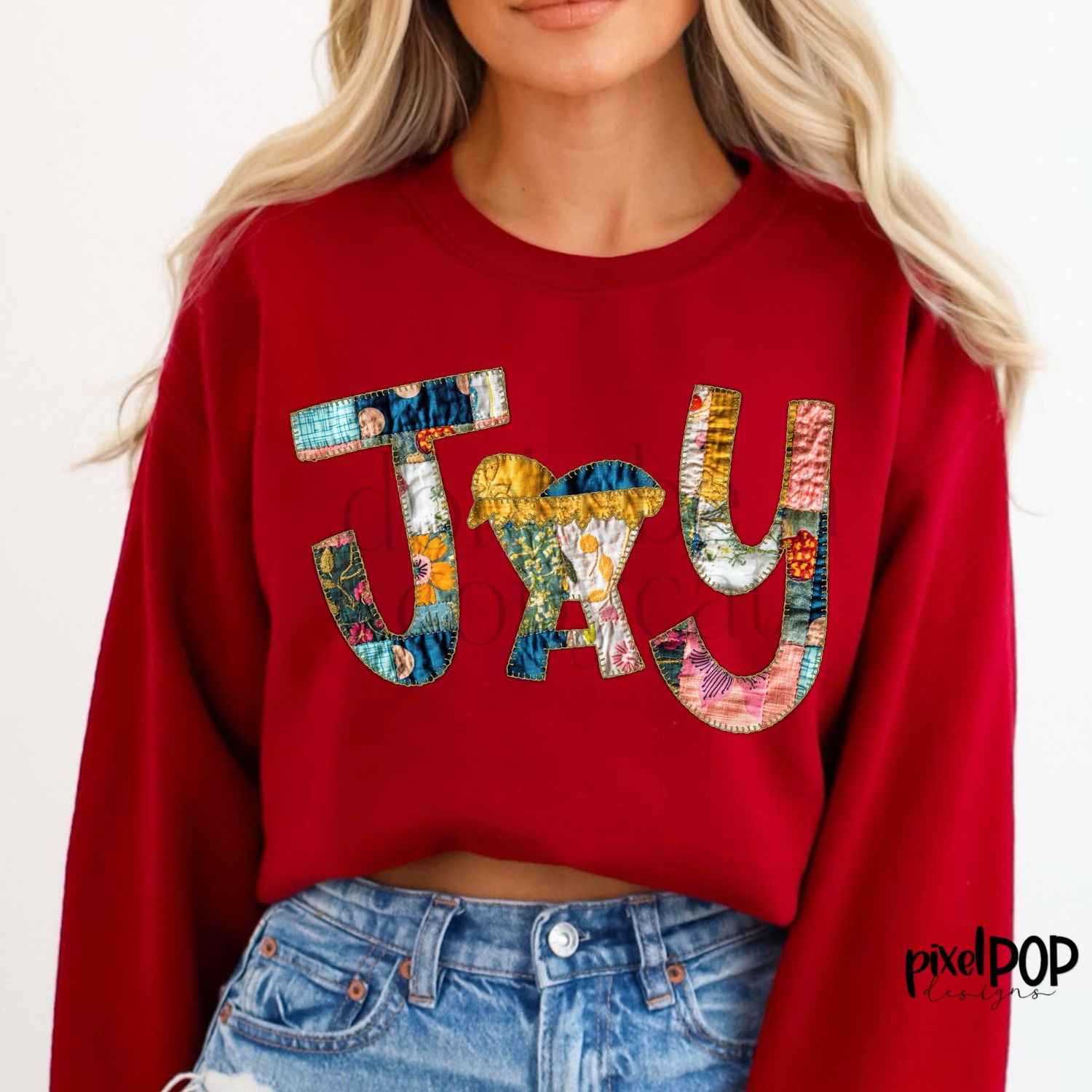 Joy Nativity Baby Jesus Faux Quilted Patchwork Applique PNG Design | Holiday | Art | Sublimation PNG | Digital Download | Printable Artwork