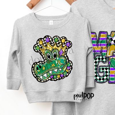 Mardi Gras Alligator with Beads and Crown PNG | Let the Good Times Roll Fat Tuesday Carnival Season Laisses les Bon Temps Rouler