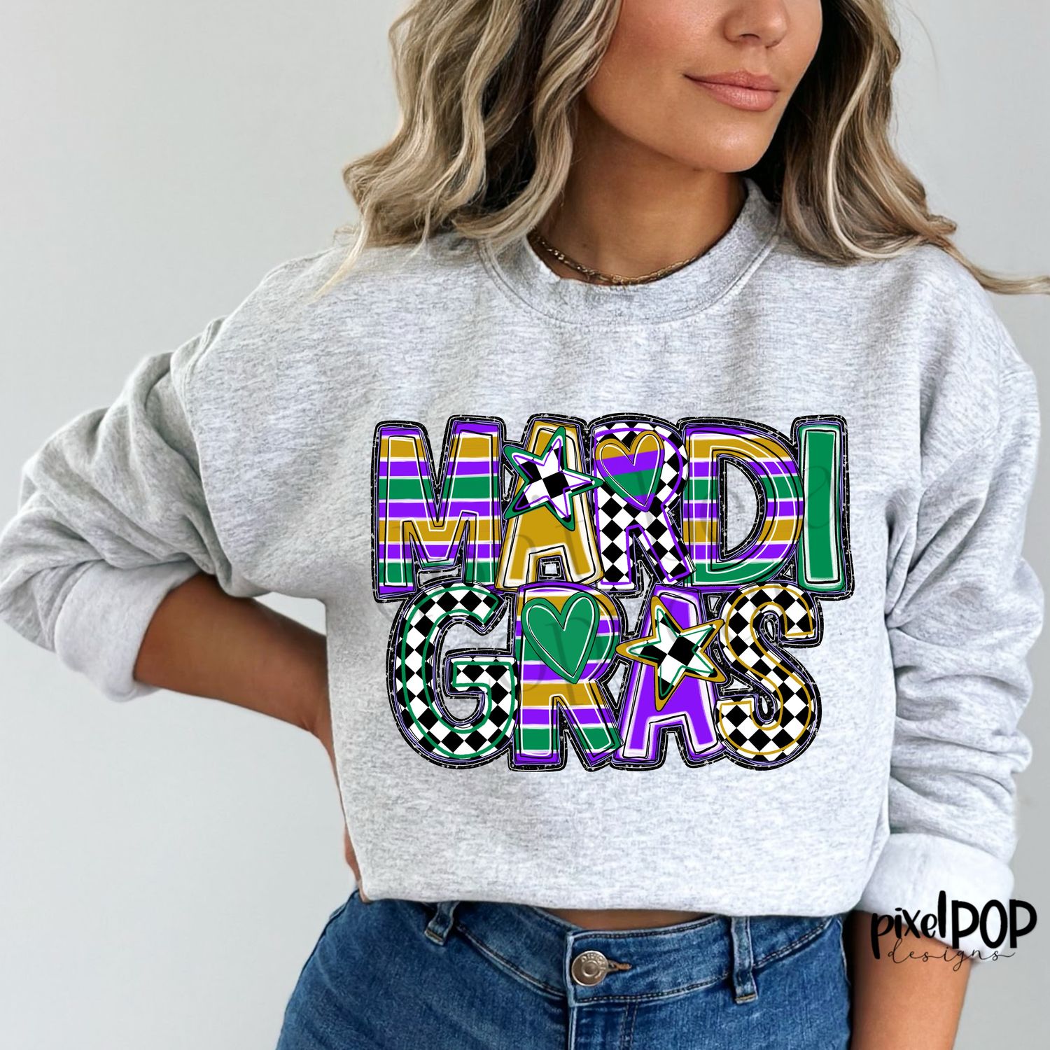 Mardi Gras Faux Glitter Multi Pattern PNG | Let the Good Times Roll Fat Tuesday Carnival Season Laisses les Bon Temps Rouler