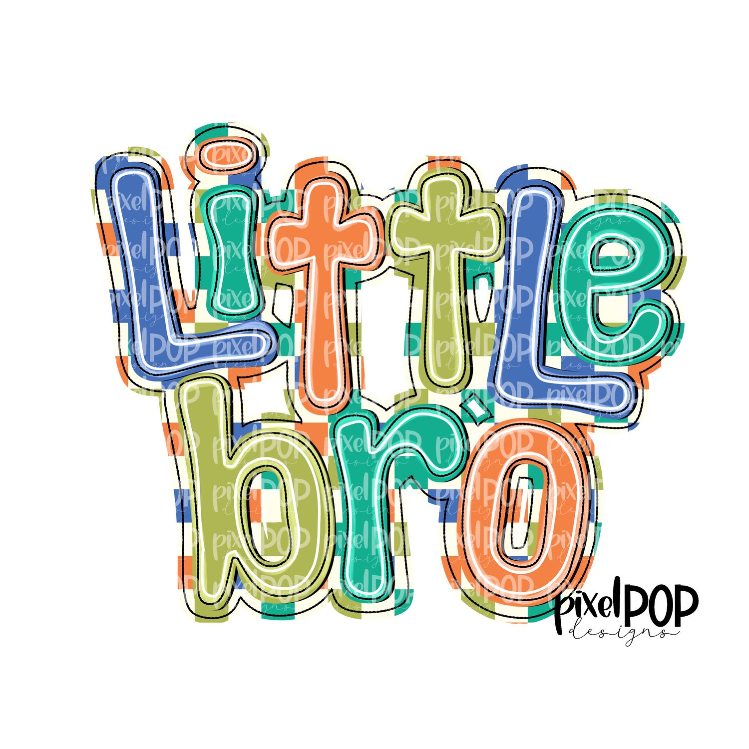 Little Bro Bold Check PNG | Big Brother Art | Big Brother Sublimation DTF Art | Big Brother Clip Art | Brothers Design