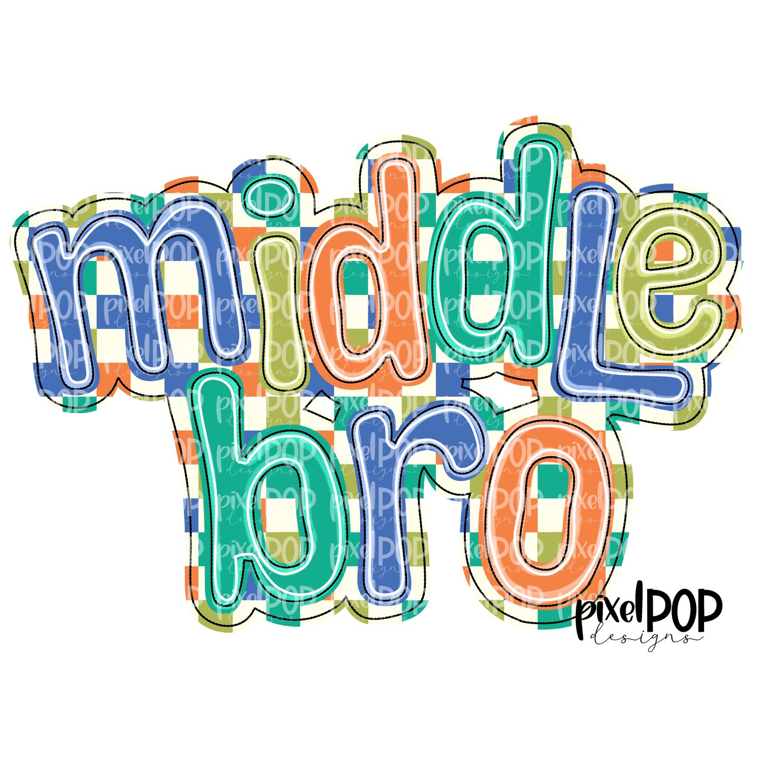 Middle Bro Bold Check PNG | Big Brother Art | Big Brother Sublimation DTF Art | Big Brother Clip Art | Brothers Design