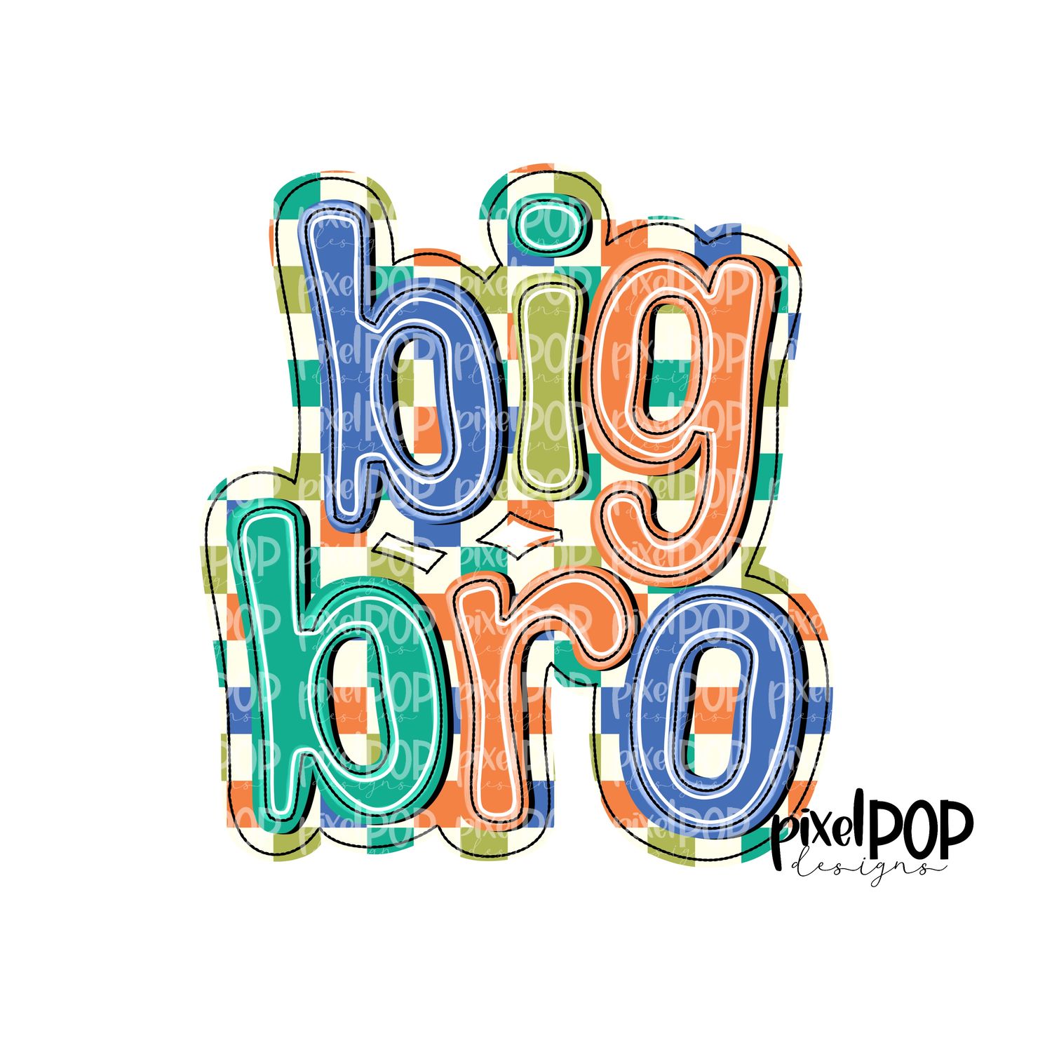 Big Bro Bold Check PNG | Big Brother Art | Big Brother Sublimation DTF Art | Big Brother Clip Art | Brothers Design