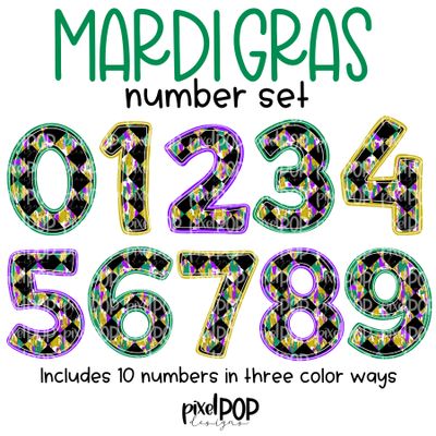 Gold Leaf Mardi Gras Number Set