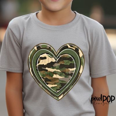 Camouflage Heart Boy Valentine&#39;s Day PNG | Sublimation Valentine Art | XoXo | Hand Painted Art | Digital Design | Printable Art