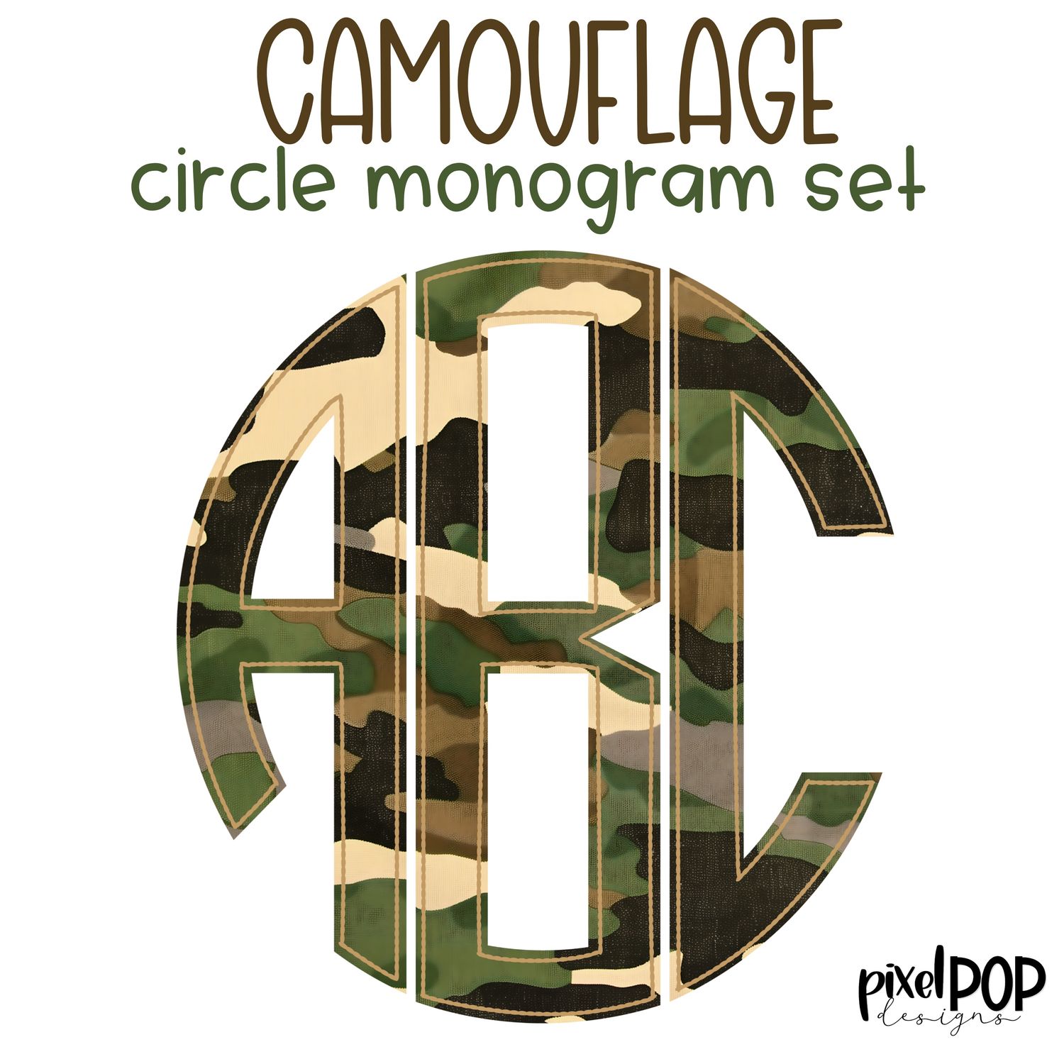 Camouglage Circle Monogram Set