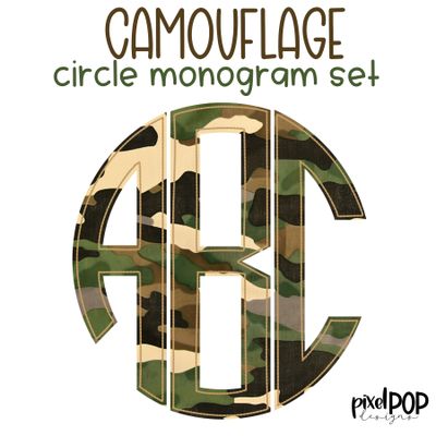 Camouglage Circle Monogram Set