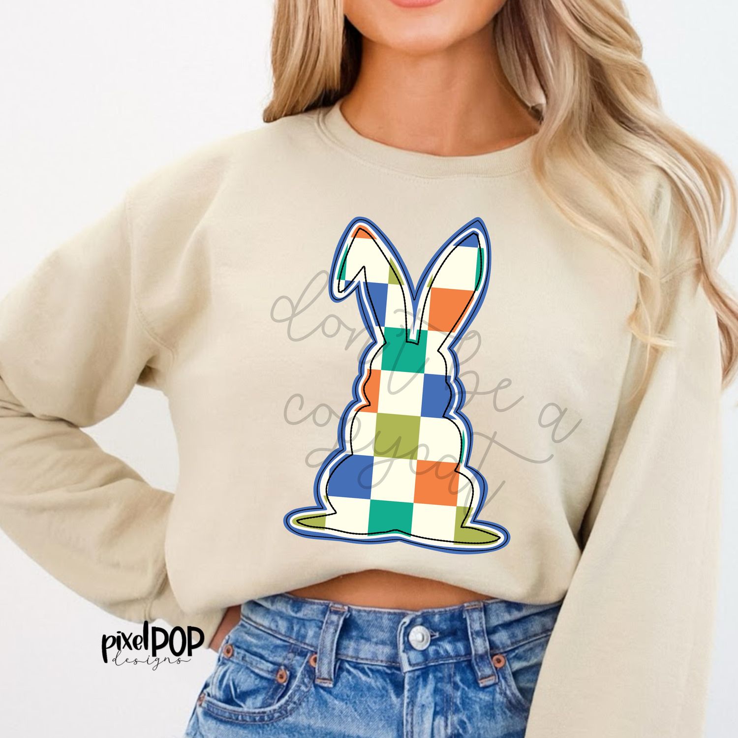 Checkered Bunny PNG Easter Bunny Easter Rabbit Hop Bunny Design Bunny Tail Easter Design Easter PNG