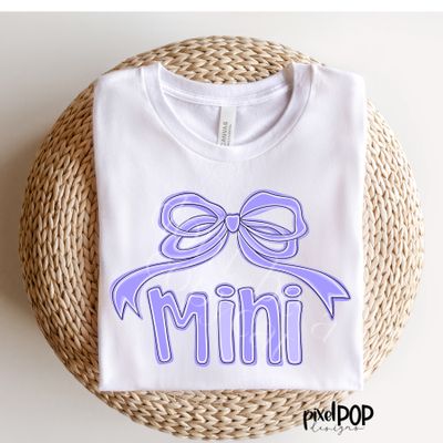 Mini with Loopy Coquette Bow PURPLE PNG | Daughter Mom Mama Mother Mommy Art | Mother Daughter Sublimation DTF Art