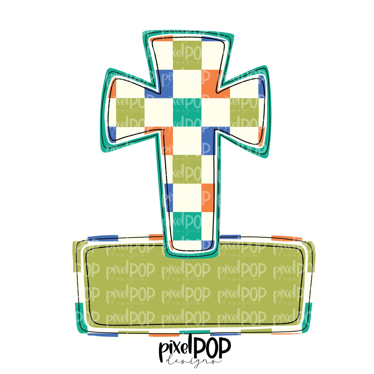 Checkered Cross Masculine WITH PLAQUE Religious Christian PNG  Religious Art Design Easter Cross Boy Design