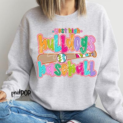 CUSTOM: BASEBALL BRIGHT Hand Lettered  Style Mascot PNG