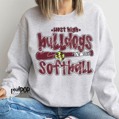 CUSTOM: SOFTBALL Hand Lettered Style Mascot PNG with Team Colors