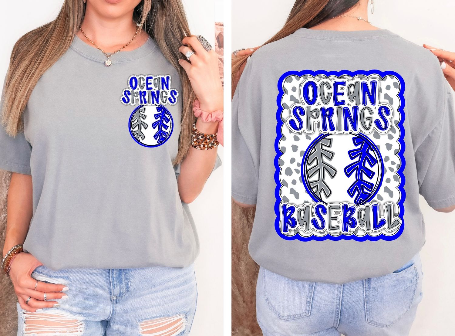 CUSTOM: BASEBALL Dotty Scalloped Hand Lettered Style Mascot PNG with Team Colors