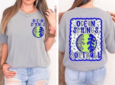 CUSTOM: SOFTBALL Dotty Scalloped Hand Lettered Style Mascot PNG with Team Colors