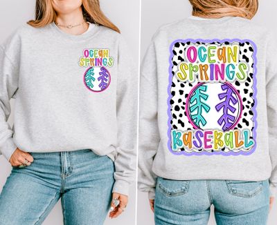 CUSTOM:BASEBALL *BRIGHT* Dotty Scalloped Hand Lettered Style Mascot PNG