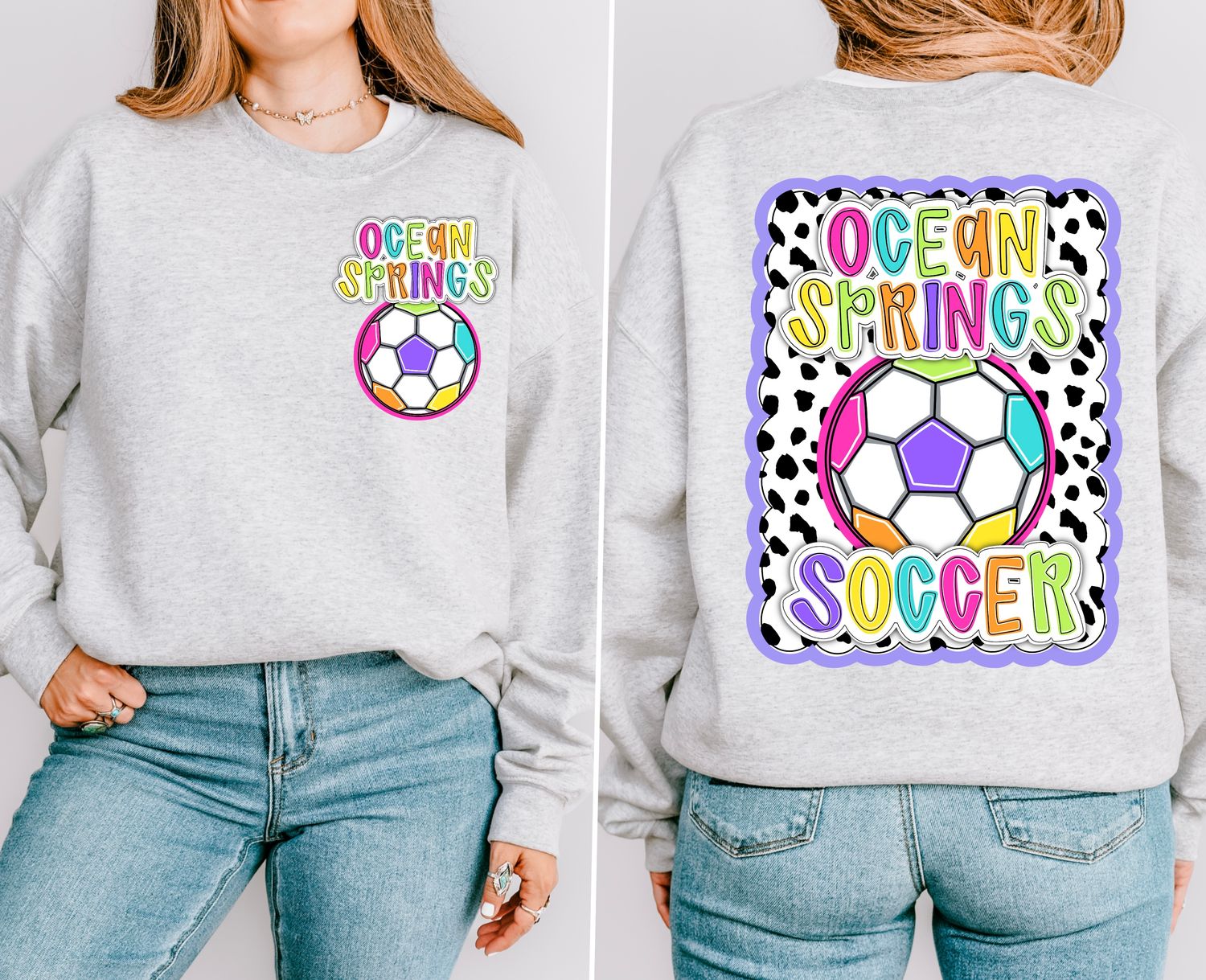 CUSTOM: SOCCER *BRIGHT* Dotty Scalloped Hand Lettered Style Mascot PNG