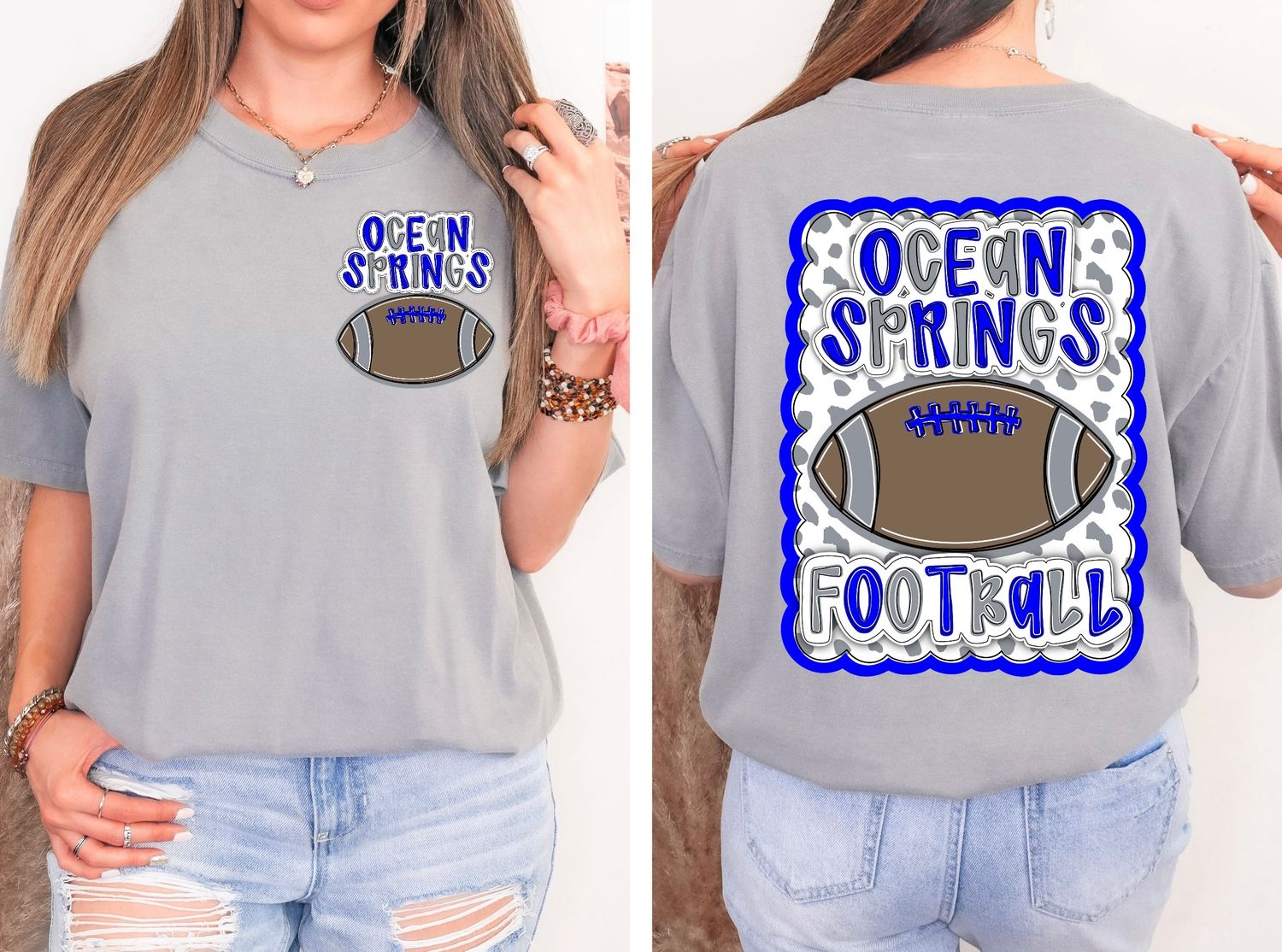 CUSTOM: FOOTBALL Dotty Scalloped Hand Lettered Style Mascot PNG with Team Colors