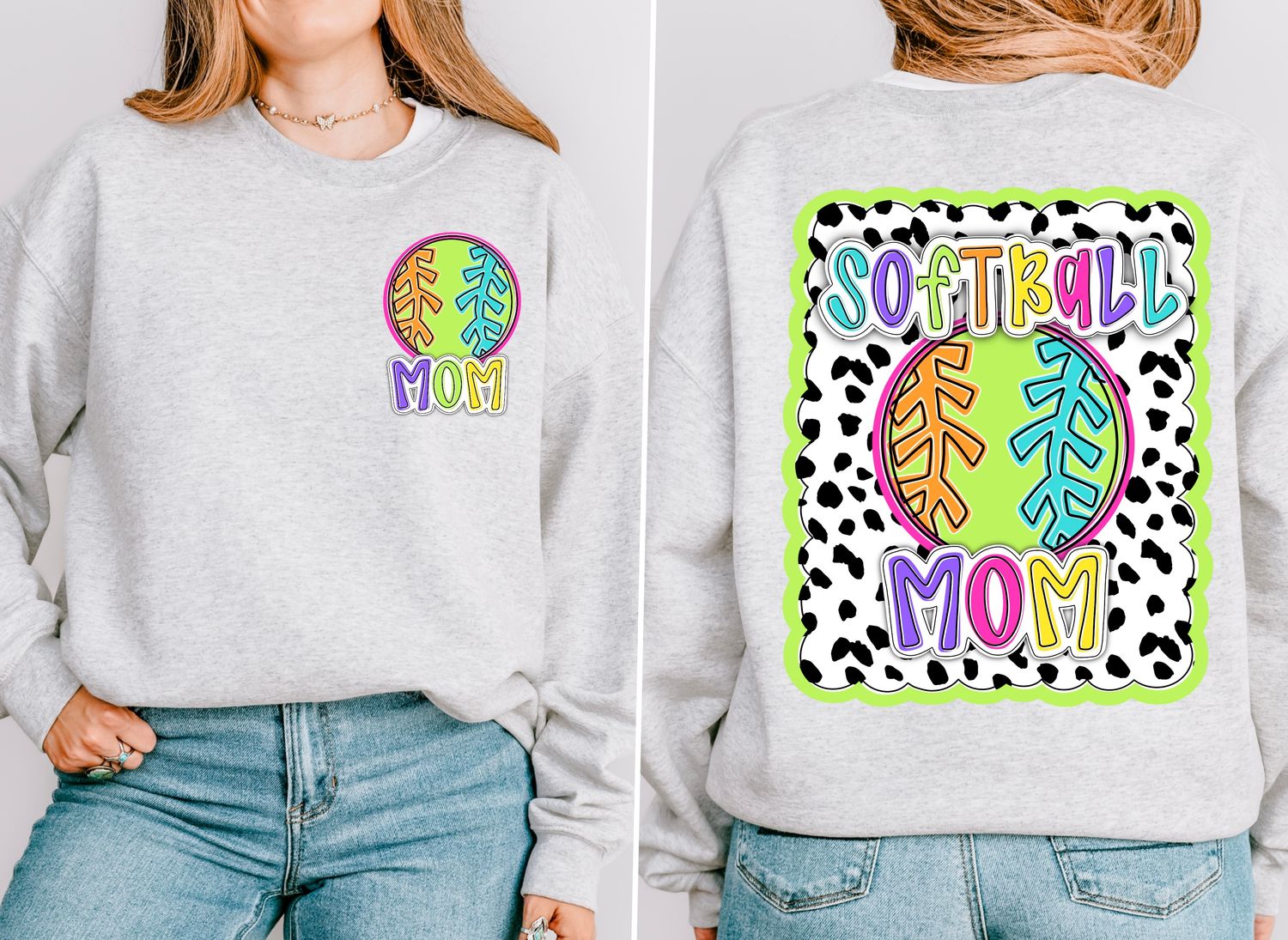 Bright Softball Mom Dotty Scalloped Hand Lettered Style PNG and POCKET Design