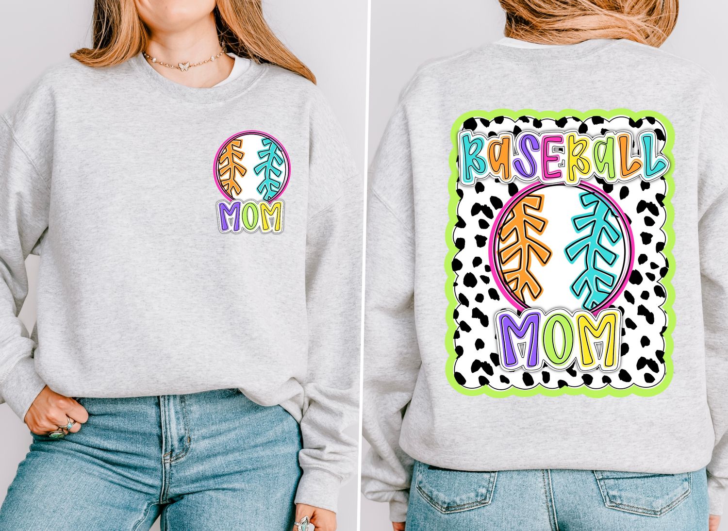 Bright Baseball Mom Dotty Scalloped Hand Lettered Style PNG and POCKET Design