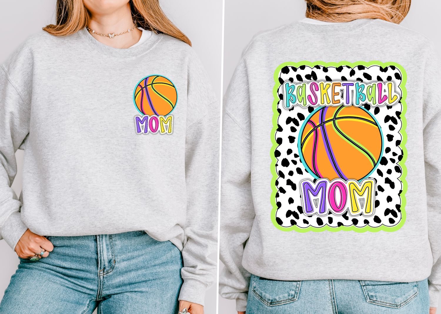 Bright Basketball Mom Dotty Scalloped Hand Lettered Style PNG and POCKET Design