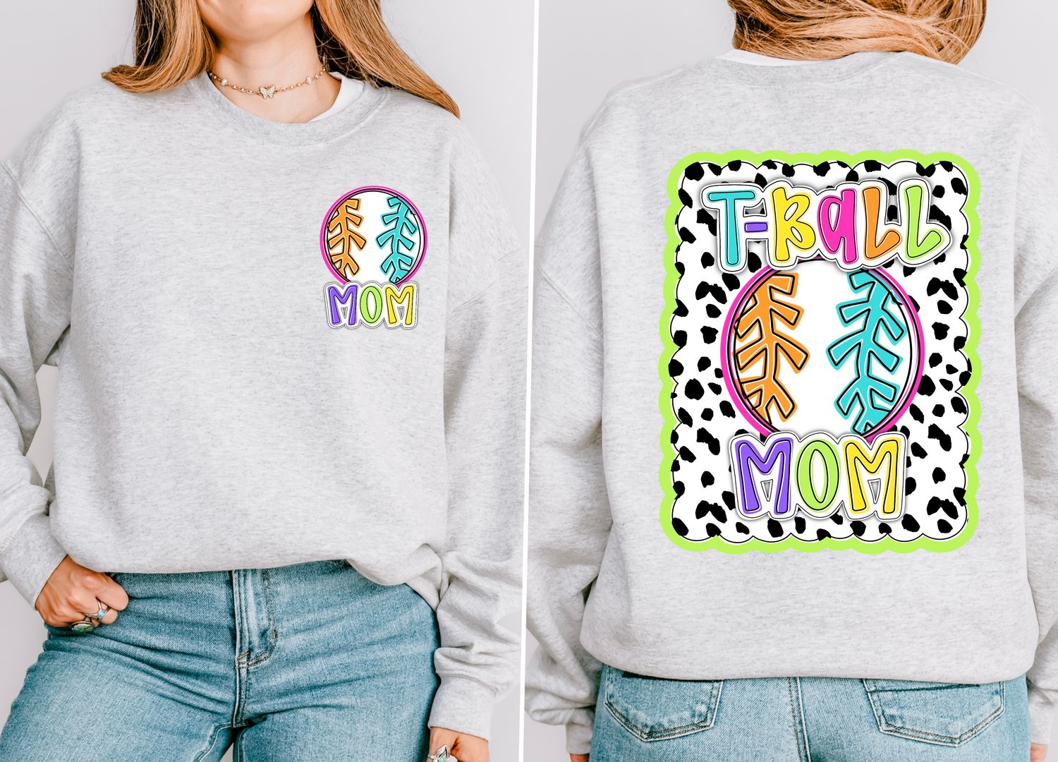 Bright T-ball Mom Dotty Scalloped Hand Lettered Style PNG and POCKET Design