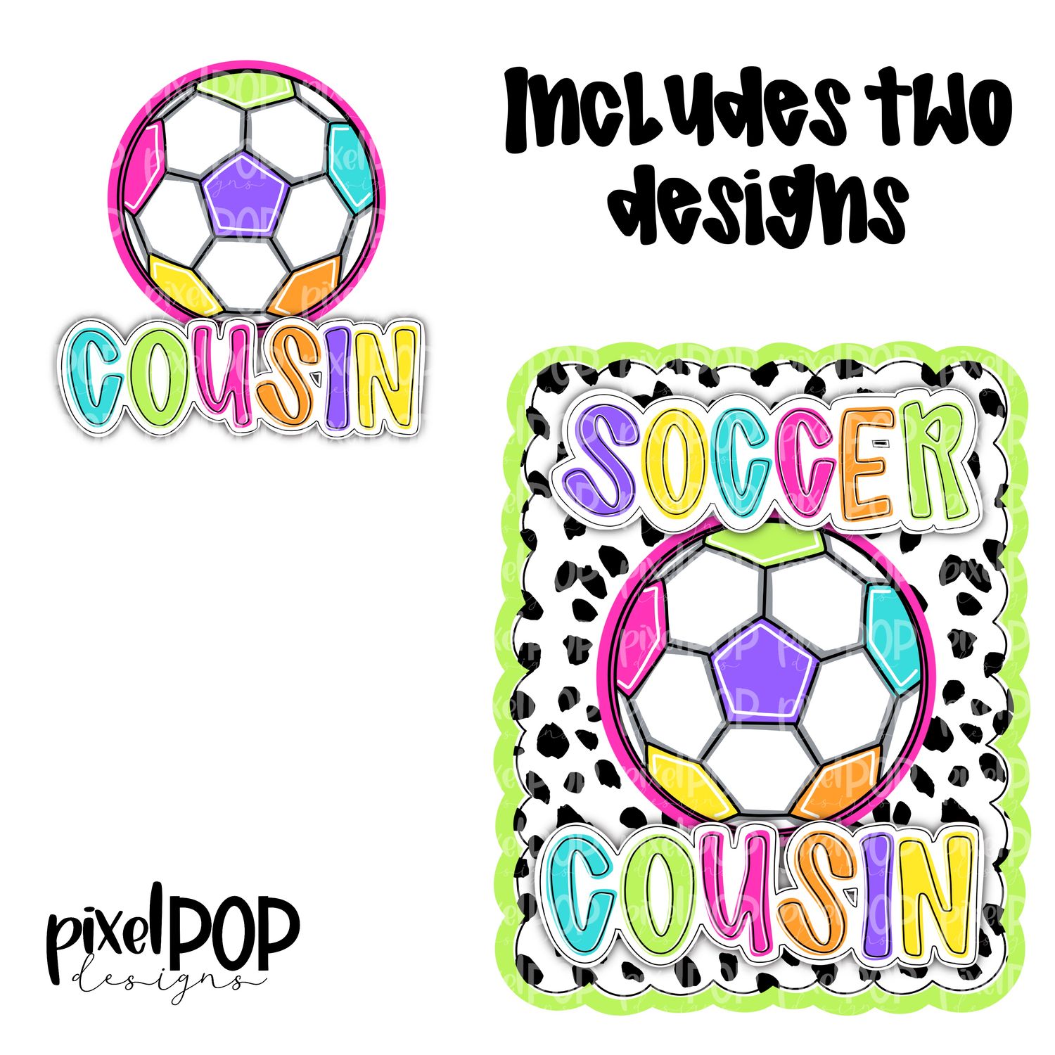 Bright Soccer Cousin Dotty Scalloped Hand Lettered Style PNG and POCKET Design