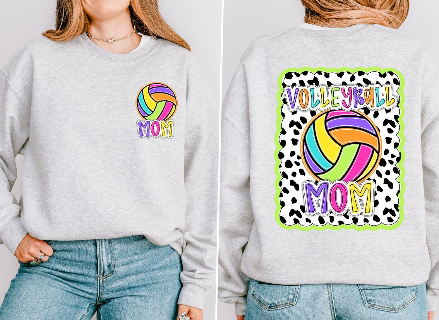 Bright Volleyball Mom Dotty Scalloped Hand Lettered Style PNG and POCKET Design